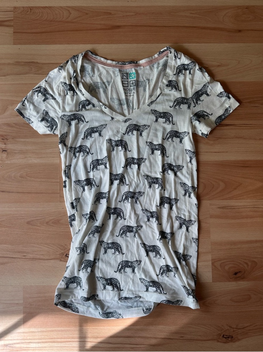 Nollie White Short Sleeve Tee with Black Leopard Print